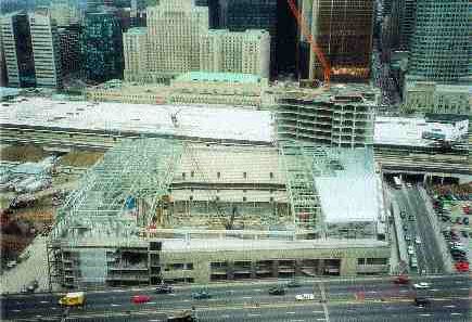 Building under construction viewed from south.