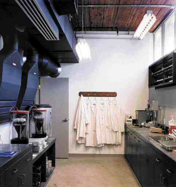 Laboratory interior; reused equipment was part of mechanical systems.