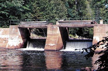 Finlayson Dam, Algonquin Park, Ontario before decomissioning by Acres.
