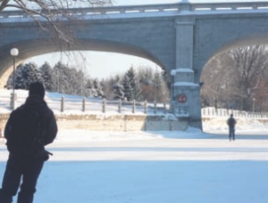 Skaters in January on the Rideau Canal, Ottawa.