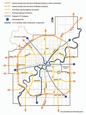 Above: Edmonton's existing and proposed LRT system.