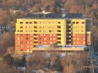 An array of 60 solar thermal panels is mounted on the roof of the West Village residence in Hamilton, Ontario. Its peak output is 105 kilowatts.