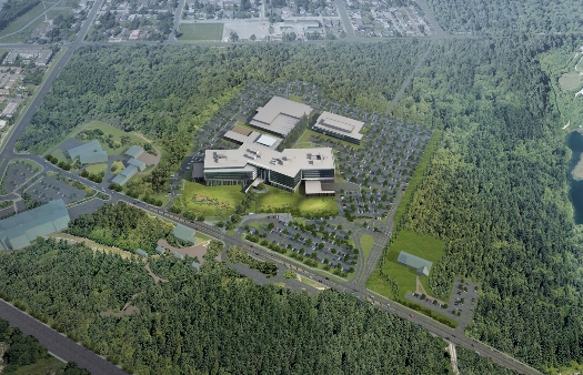 Aerial view, RCMP E Division Headquarters, Surrey, B.C. Image courtesy Kasian Architecture Interior Design and Planning