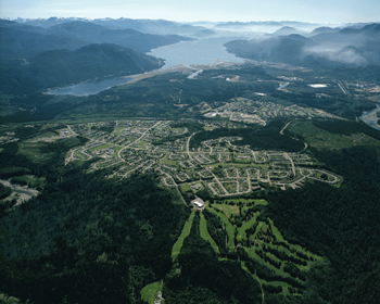 Aerial view of Kitimat on the Douglas Channel, B.C. Pacific coast. Kitimat will be the site of a new terminal for the Enbridge Northern Gateway pipeline. www.tourismkitimat.ca