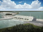 Artist's rendering of Keeyask hydropower station on the lower Nelson River in Manitoba.  Image courtesy Manitoba Hydro.