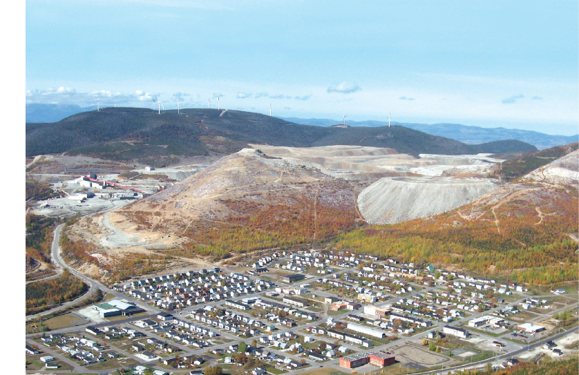 Town of Murdochville with the mine in the background. The photograph was taken part way through the rehabilitation program.