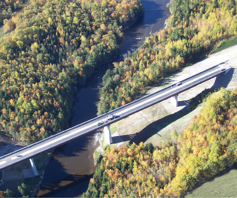 Due to the rugged terrain the height of the bridge piers varies tremendously, creating a challenge for the seismic design.