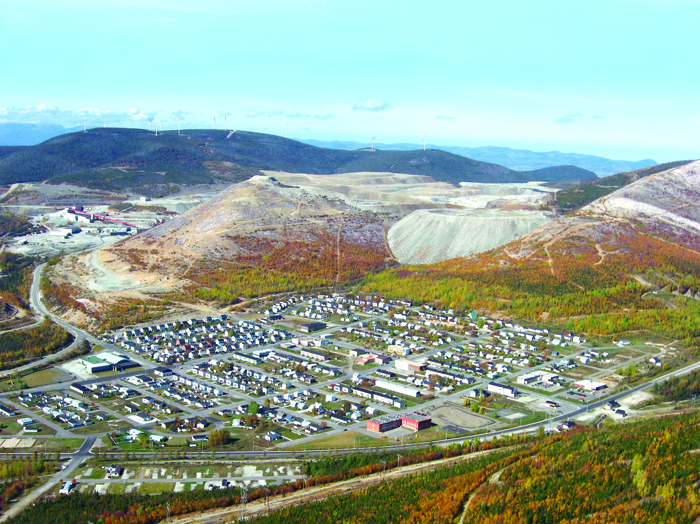 Town of Murdochville with the Gaspe Mine in the background.