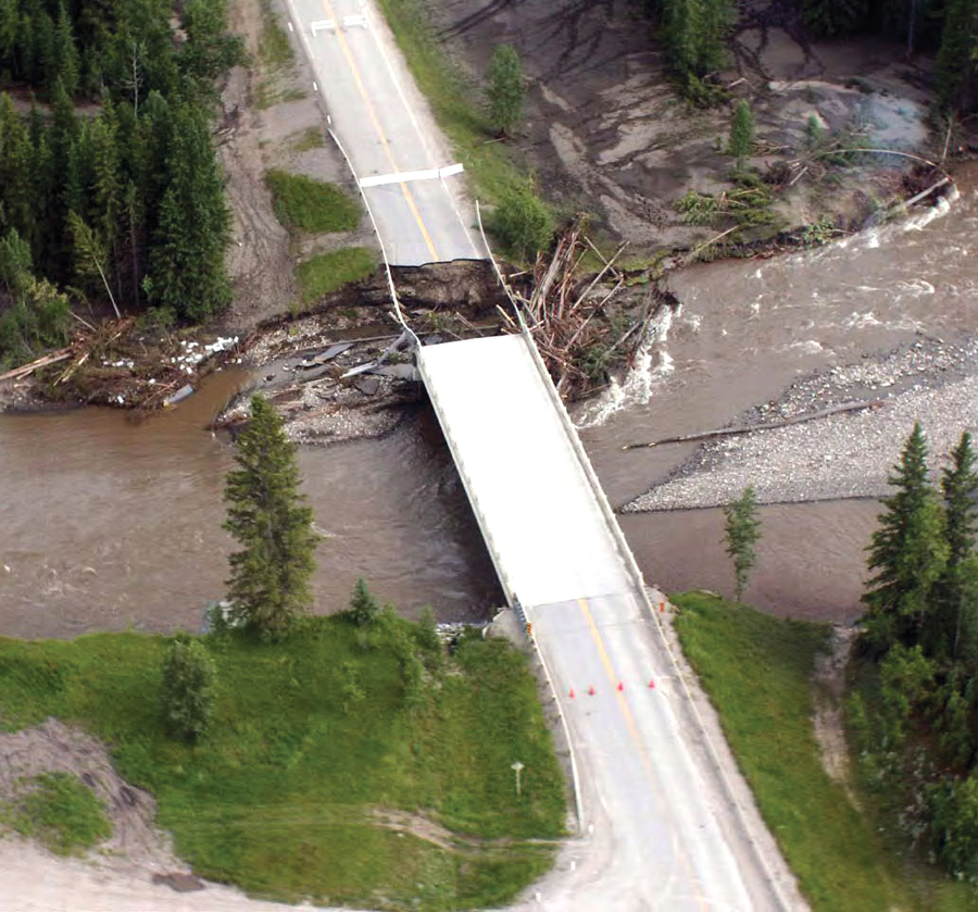 James River Bridge in Alberta's RockyMountain foothills failed n 2005.  Govt. of Alberta, Dept. of Transportation