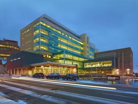 The Waterloo Region Courthouse, downtown Kitchener, Ontario, a recent project for which NORR was the architect on behalf of the Integrated Team Solutions (ITS) Consortium. The building consolidates three regional Superior and Ontario Courts facilities into one facility, housing 30 courtrooms, two Intake courtrooms and six conference rooms.