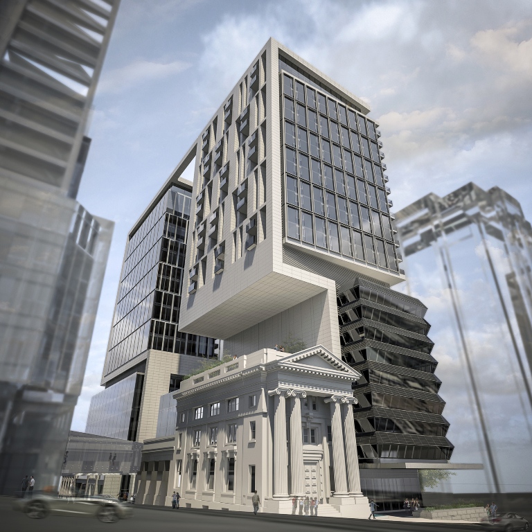Architectural rendering of 22nd Commerce Square to be built on a block in downtown Halifax. View shows building at George and Granville Streets. Lydon Lynch Architects