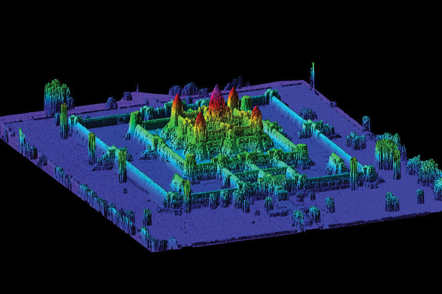 LiDAR digital surface model of Angkor Wat in Cambodia.