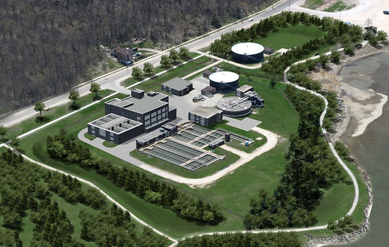 Artist's rendering of the Owen Sound Wastewater Treatment Plant, Ontario.