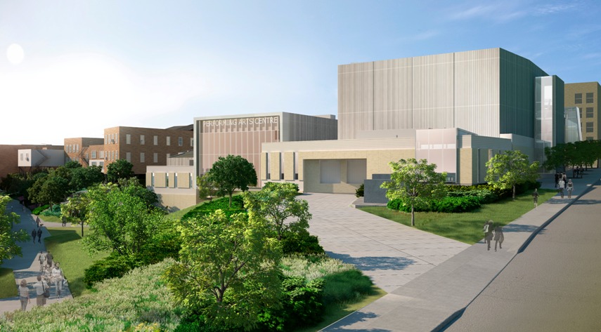St. Catharines Performing Arts Centre under construction. Architectural rendering courtesy Diamond and Schmitt Architects.