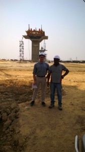 Brook Robazza of McElhanney (left), and Surya Prakash, project manager of the Arrah-Chhapra Bridge being constructed over the River Ganges in northern India.  Photo:  McElhanney.